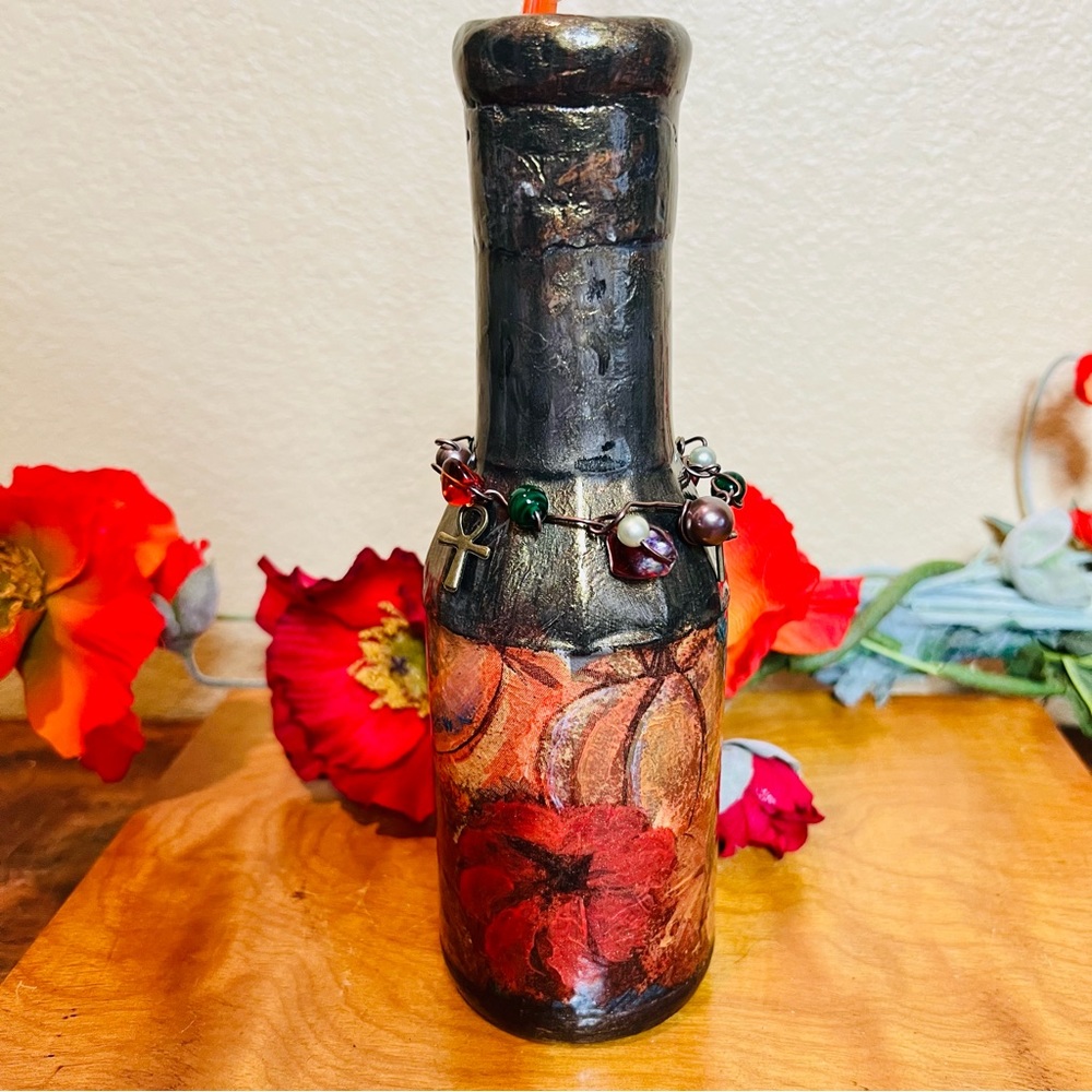 Home Decor Mixed Media Fall Bottle Vase